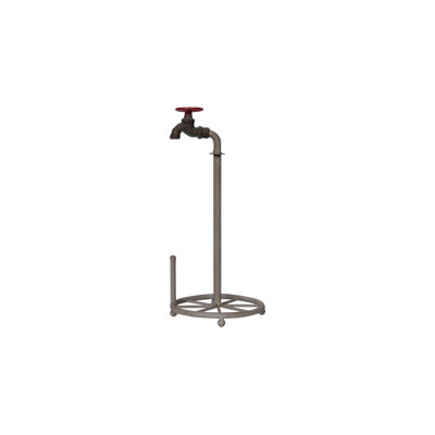 Metal Faucet Paper Towel Holder with Vintage Spigot Ornament Aged