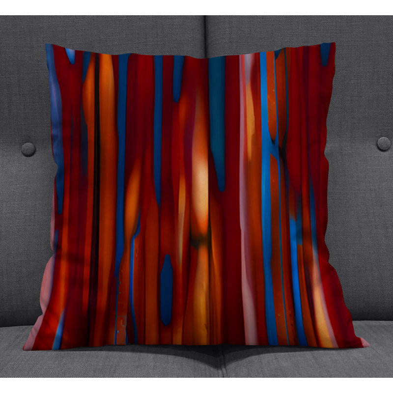 Throw Pillow With Insert, 20"H x 20"W, Red Striped/Abstract 9