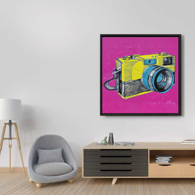 Appareil photo coloré rétro - Toile encadrée pour décoration intérieure rétro