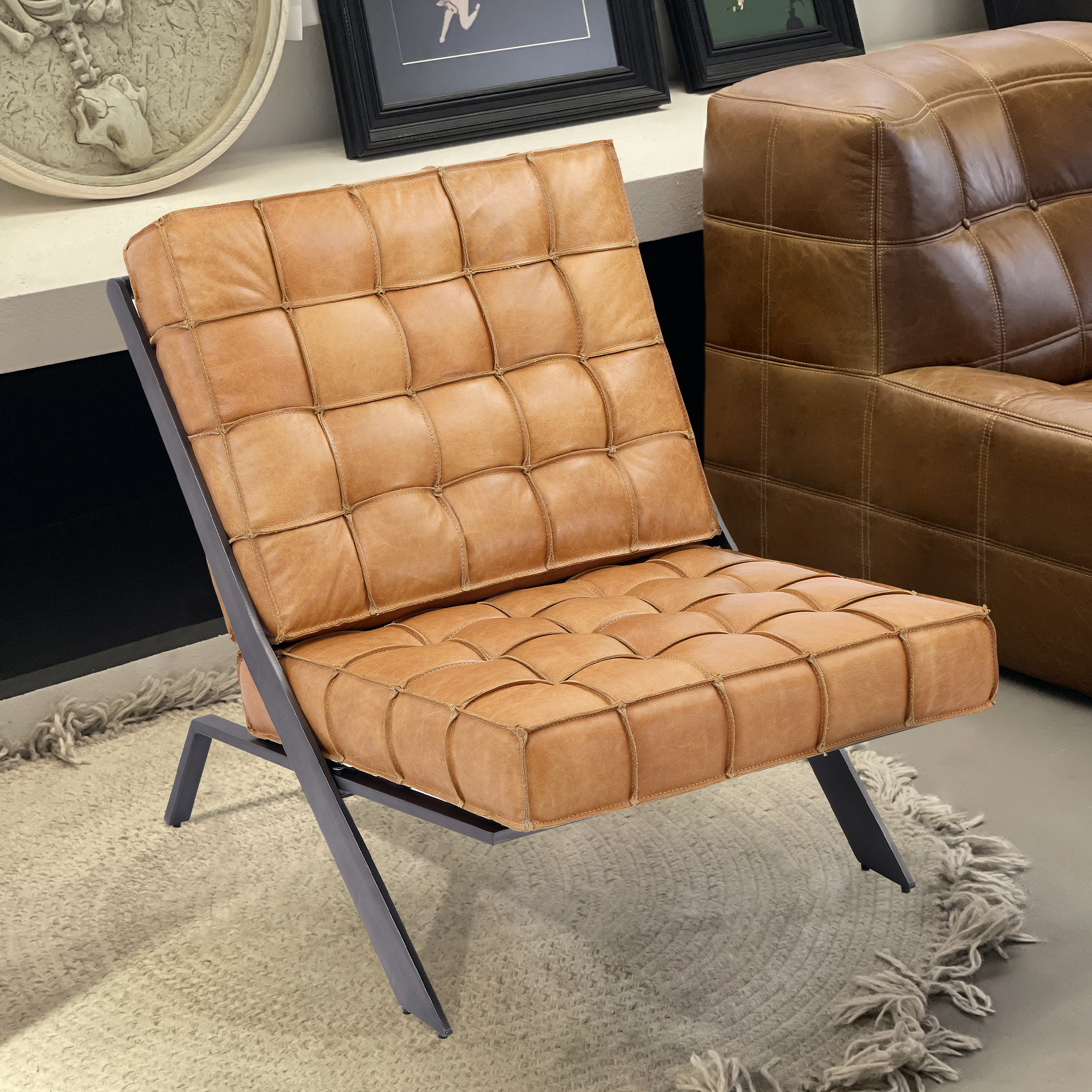 Natural Leather Lounge Chair Anagha Leather Chair X2 Designer