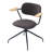 Modern Upholstered Swivel Chair With Solid Wood Arms And Metal Frame-1511689146