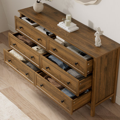 Commode 6 tiroirs 55,1 po pour le salon, la chambre à coucher