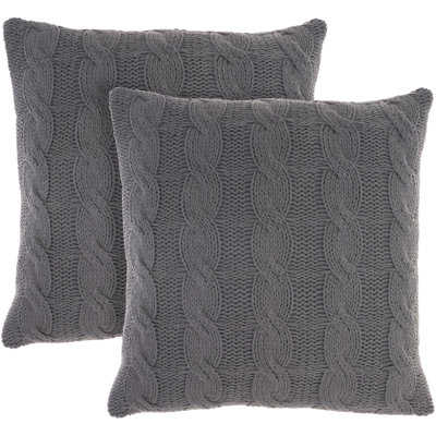 Life Styles Casual Solid Cotton Knitted 2Pack Throw Pillows