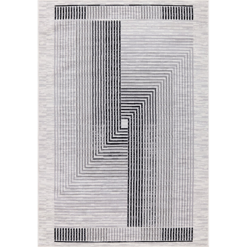 Tapis noir et gris Amberella, Rectangle 5 pi 3 po x 7 pi 3 po