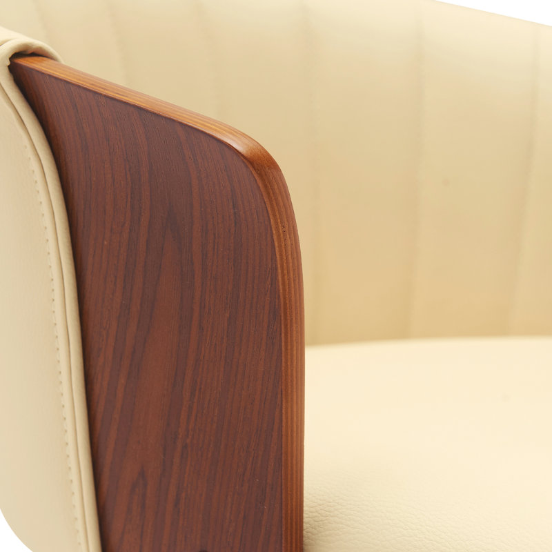 Tabouret de bar à hauteur réglable en similicuir crème et bois de noyer, mobilité à 360 degrés, pour bureau à domicile