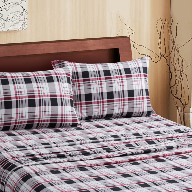 Ensemble de draps en flanelle, Ensemble de draps pour très grand lit avec 4 taie