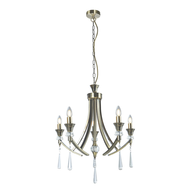 Eddings 5 - Light Candle Style Chandelier, Antique Brass