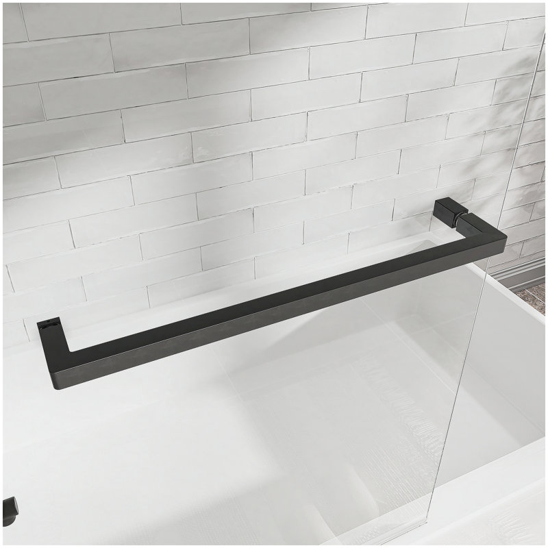 31"-32" W x 55" H Matte Black Flexible 180° Pivot Shower Door Reversible Installation Frameless Bathtub Screen,1/4"(6MM) Tempered Glass With Nano Easy Cleaning And Stick Explosion-proof Membrance
