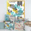 «Blue and Green Retro Polka Dots Clouds», reproduction d'art sur toile moderne-66837944-66837948