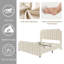 Très grande base de lit plateforme très grande tête de lit touffetée de 50,2 po, garniture cloutée, lattes de bois, aucune boîte fraîche requise, pied de lit - très grand lit (version réduite), crème (800-2)