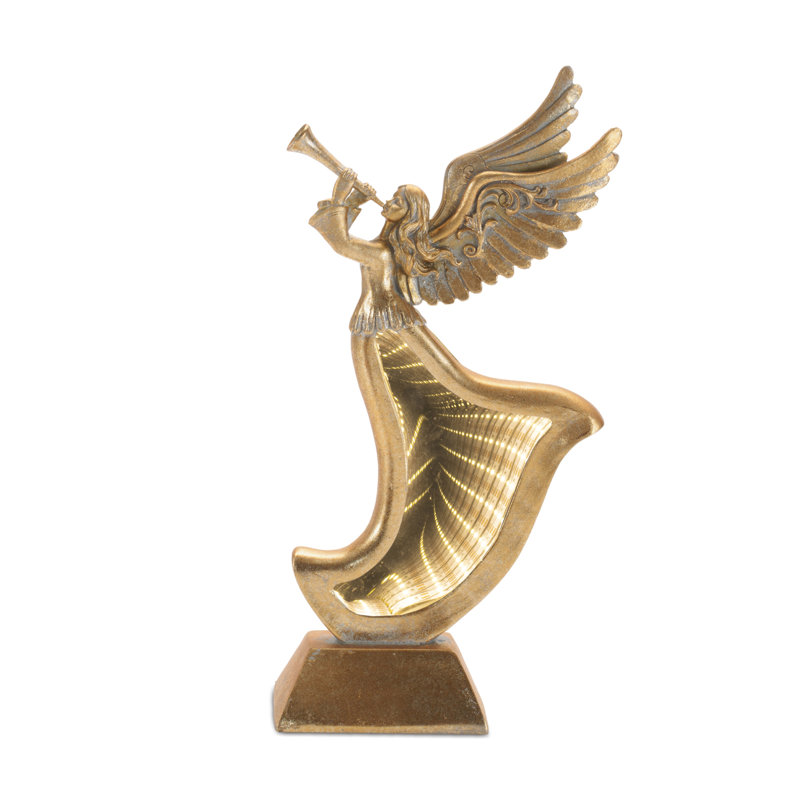 Figurines anges dorées avec robe Ekkolight (ensemble de 2)