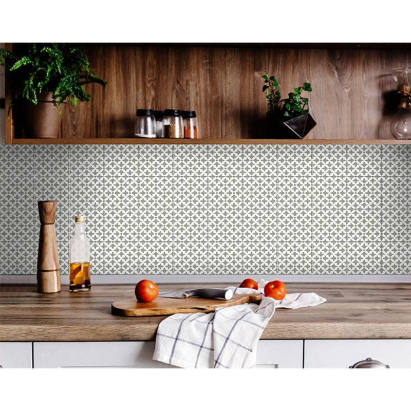 Carreau de mosaïque auto-adhésif en vinyle sauge, H 7 po x l 7 po x P 0,1 po