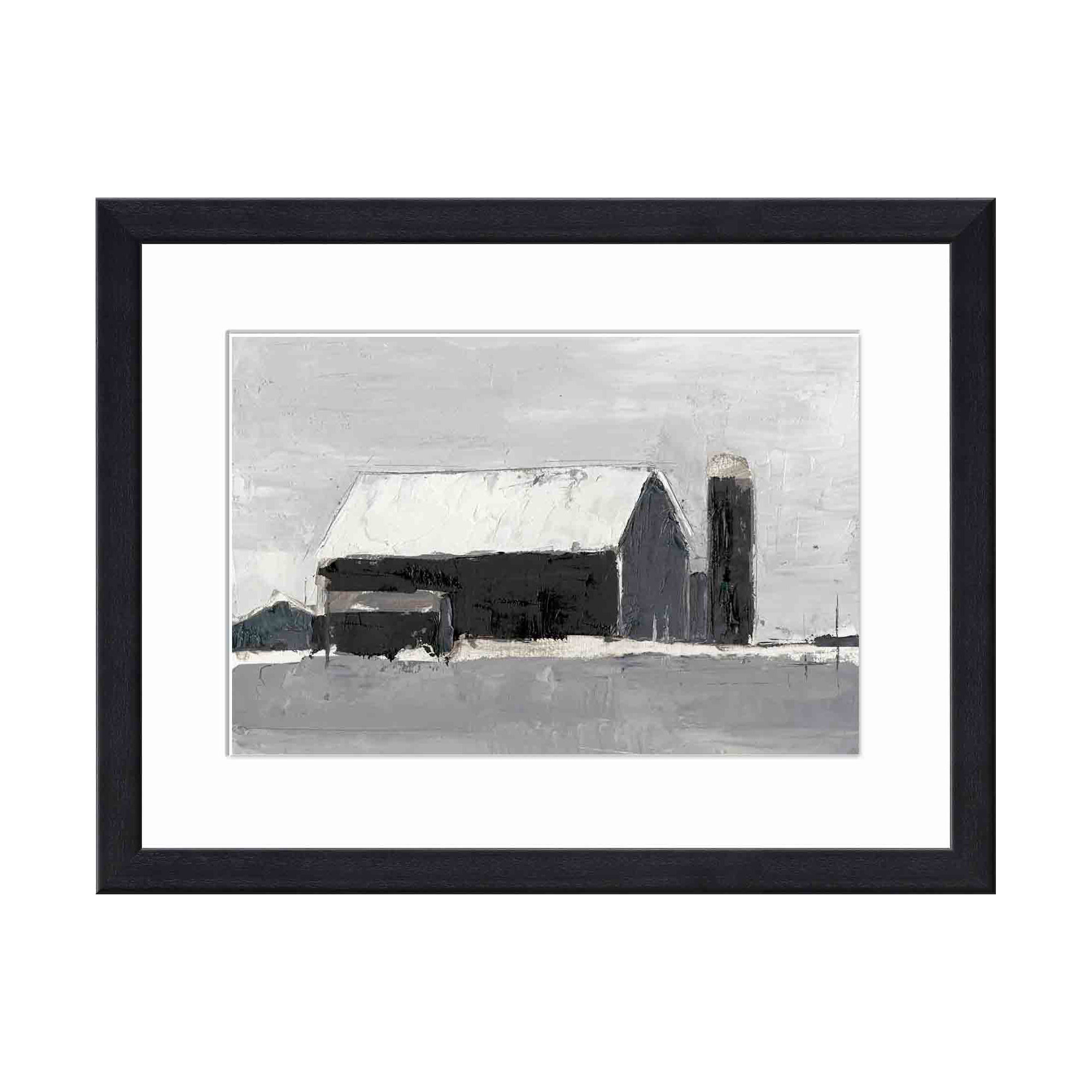 Dynamic Barn I by Ethan Harper, Black, 12"H x 18"W