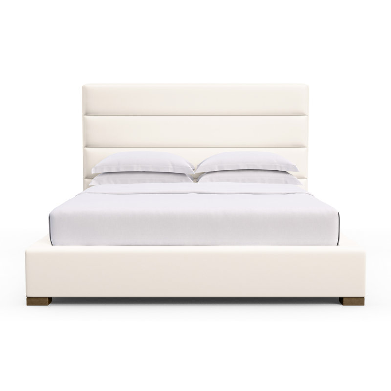 Boyd Upholstered Bed, Box Weave Linen Bluebell, King, Ebony