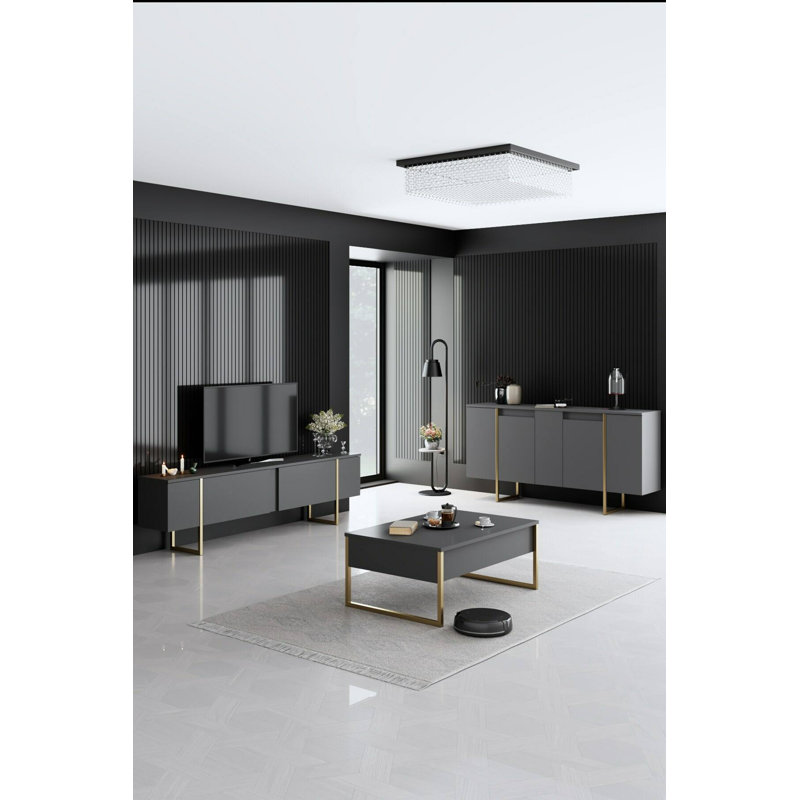 Aanayah 160cm Sideboard, Anthracite/Gold