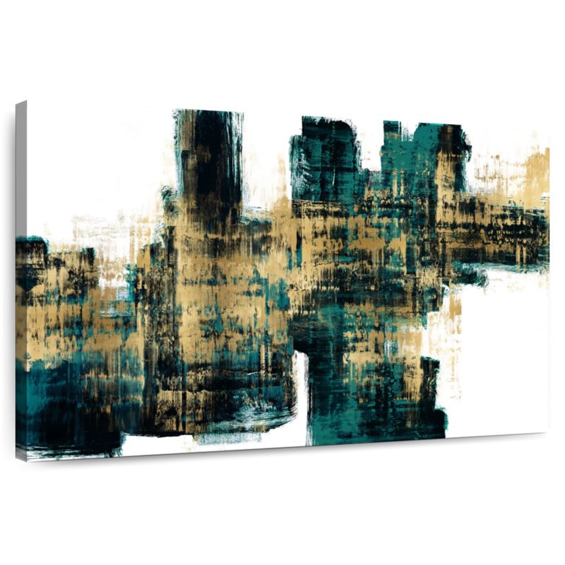 Vibrant Gold On Teal, 20" H x 30" W