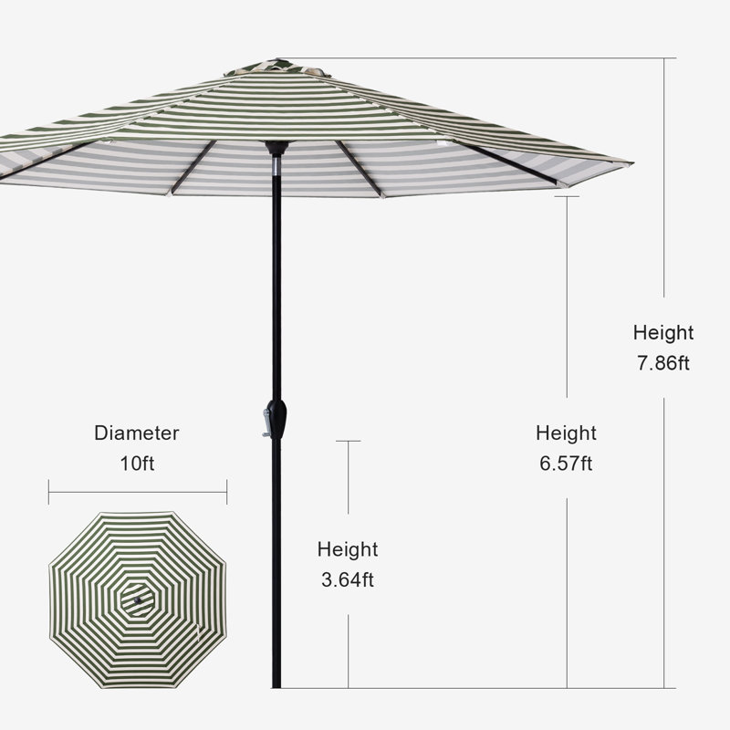 120'' Tilt Market Umbrella, Green/White