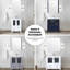 Gris foncé foncé de 72 po W Double meuble-lavabo, comptoir en céramique blanche, miroirs inclus, conception de tiroir à fermeture douce, armoires latérales de meuble-lavabo Scratch, 28 miroirs, système, surface