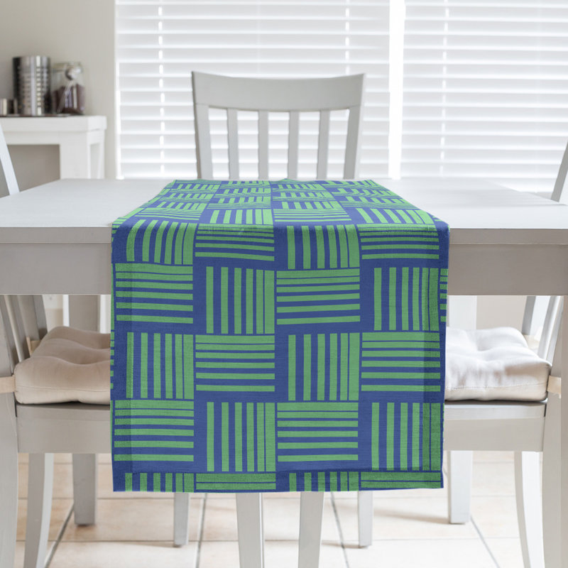 Fractured Stripes Table Runner, 16" x 72", Light Blue/Light Green