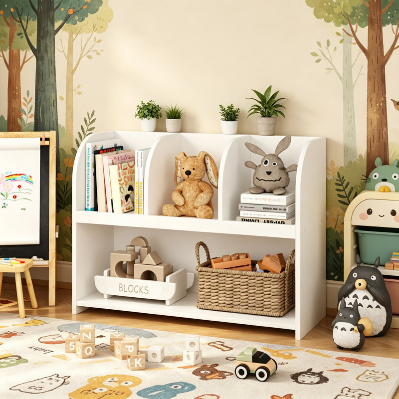 Bibliothèque pour enfants avec 4 compartiments