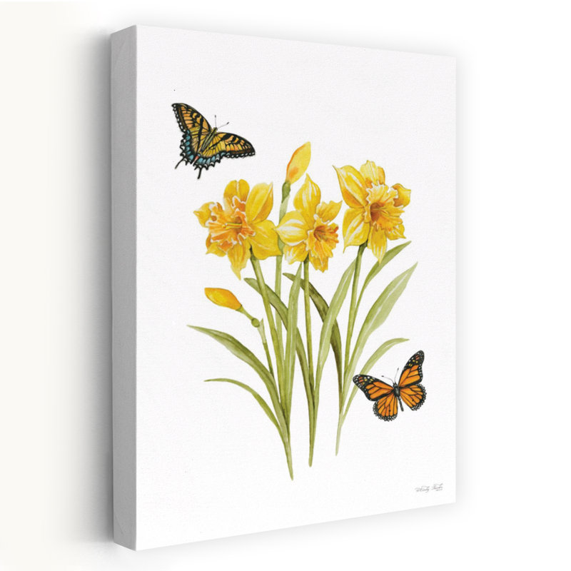 Papillon, danse, papillon contemporain, jonquille, art printanier, H 60 po x l 40 po