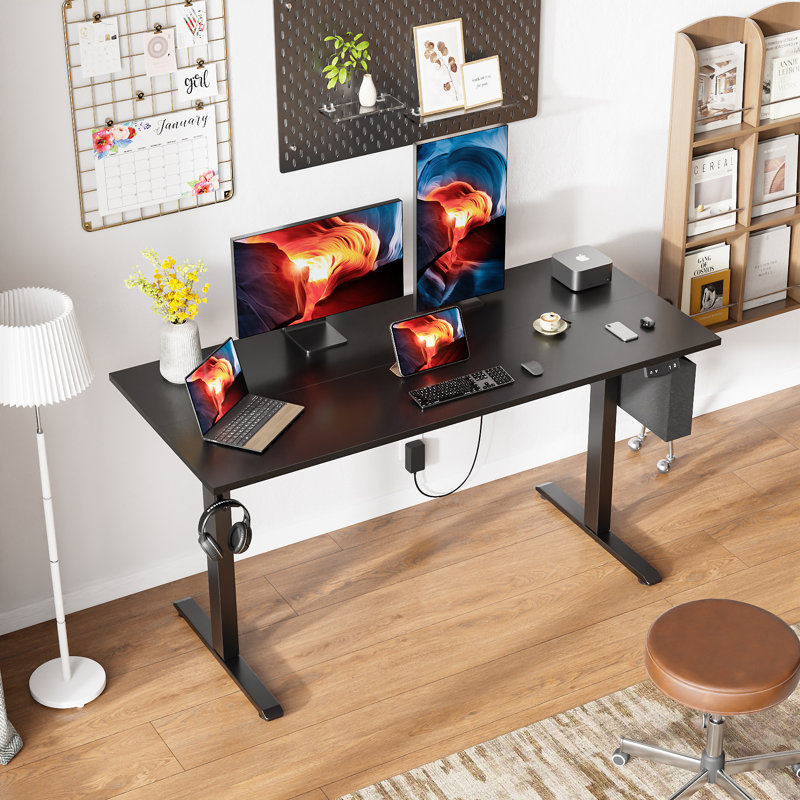 Bureaux debout et réglables en hauteur, Noir / Noir, H 47,2 po x l 55,1 po x P 23,6 po