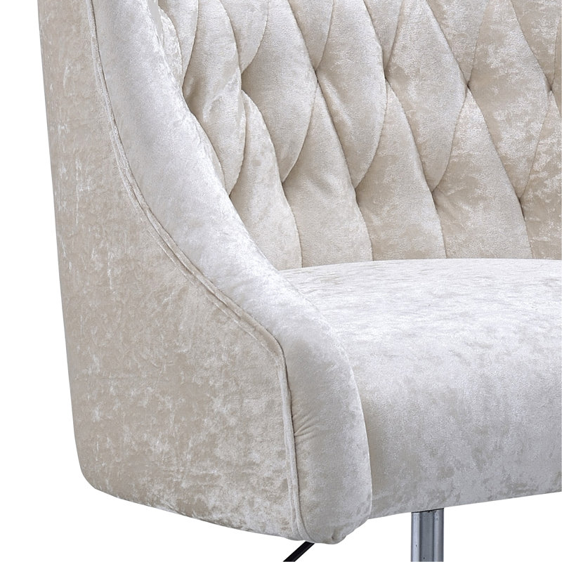 Vintage Cream Velvet and Gold Finish Office Chair with Metal Base
