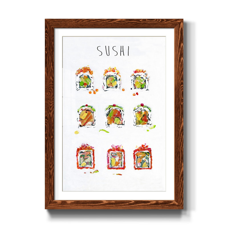 Sushis - Cadre photo, reproduction d'art sur papier, H 31,5 po x l 23,5 po x P 1,5 po, Érable