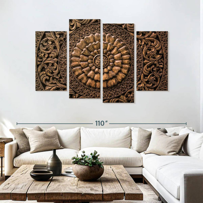 Senne Round Floral Carving, 54" H x 84" W