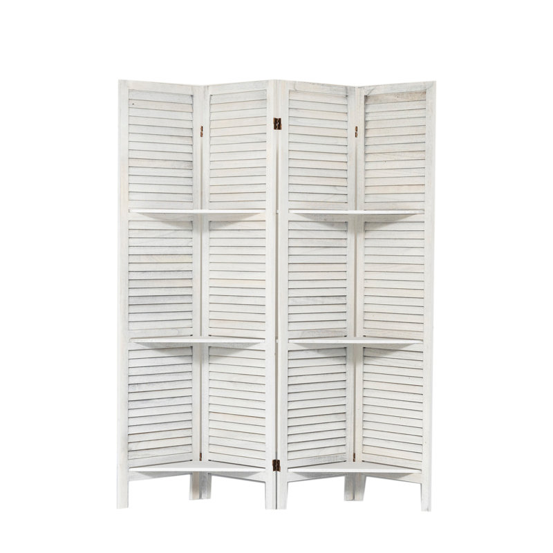 Paravent 4 panneaux, H 66,93 po x l 64 po x P 2,83 po, Blanc