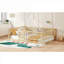 Plancher de lit plateforme en pin massif Montessori avec clôture et porte pour chambre d'enfant-129462945