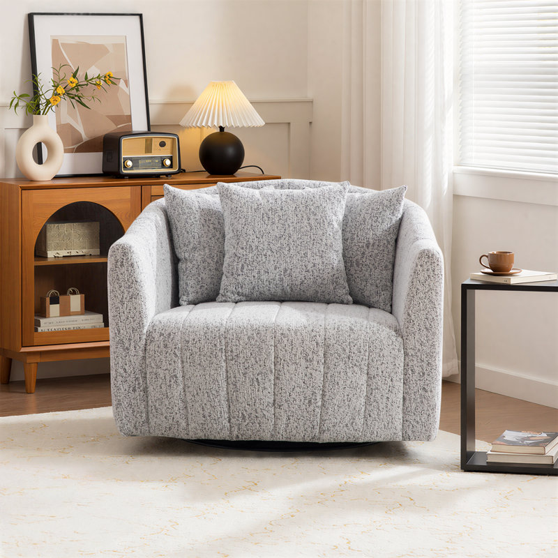 Fauteuil demi-tonneau pivotant rembourré, Velours vert