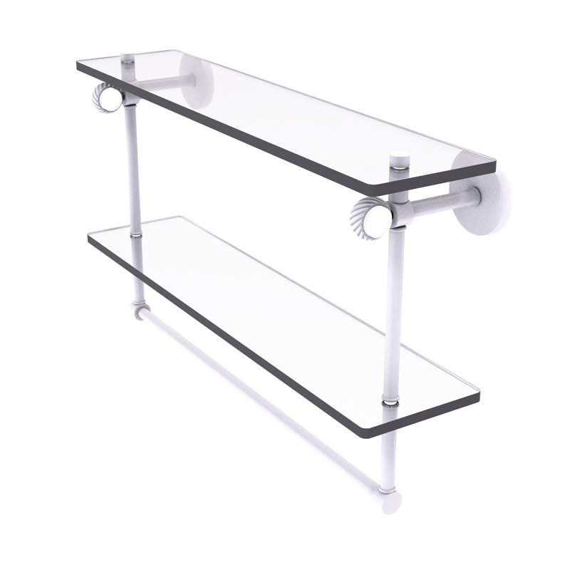 Tablette à 2 niveaux en verre Margolis, Blanc mat, H 12,8 po x l 22 po x p 5,6 po