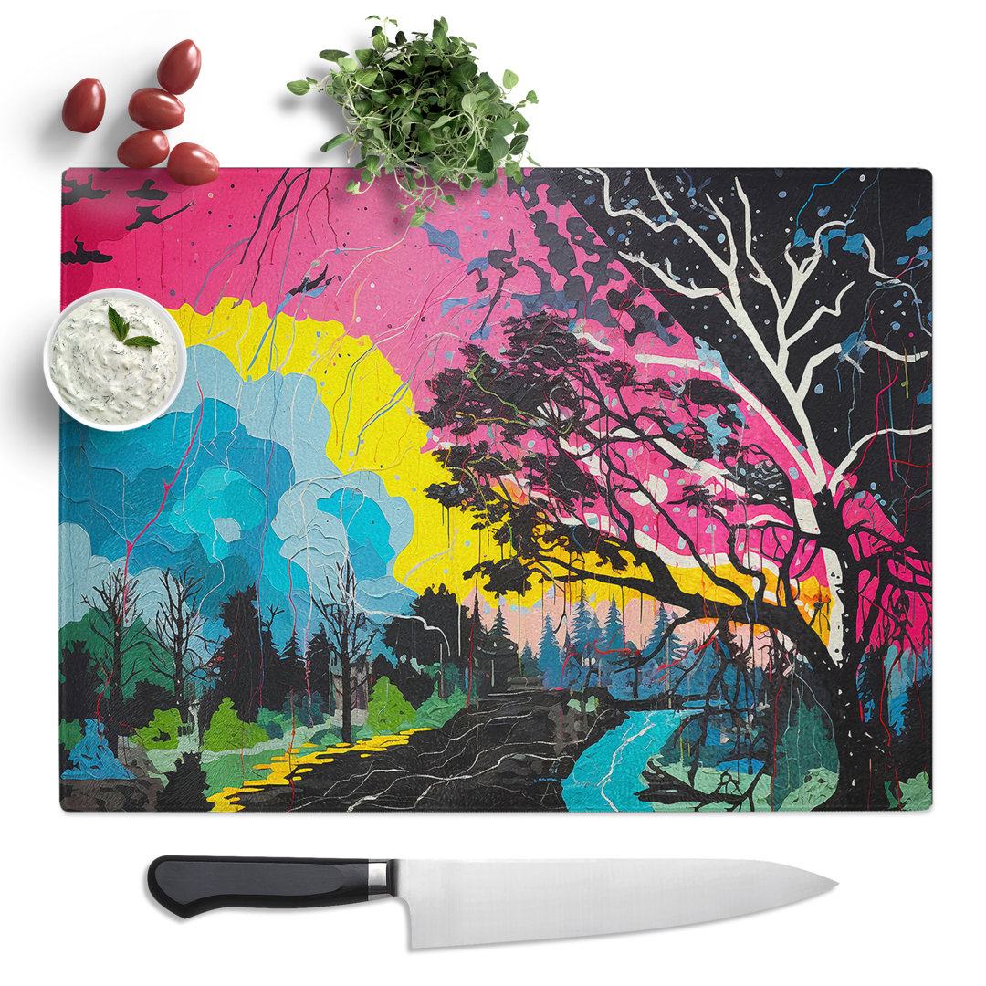 Thunderstorm Pop Art  Glass Chopping Board