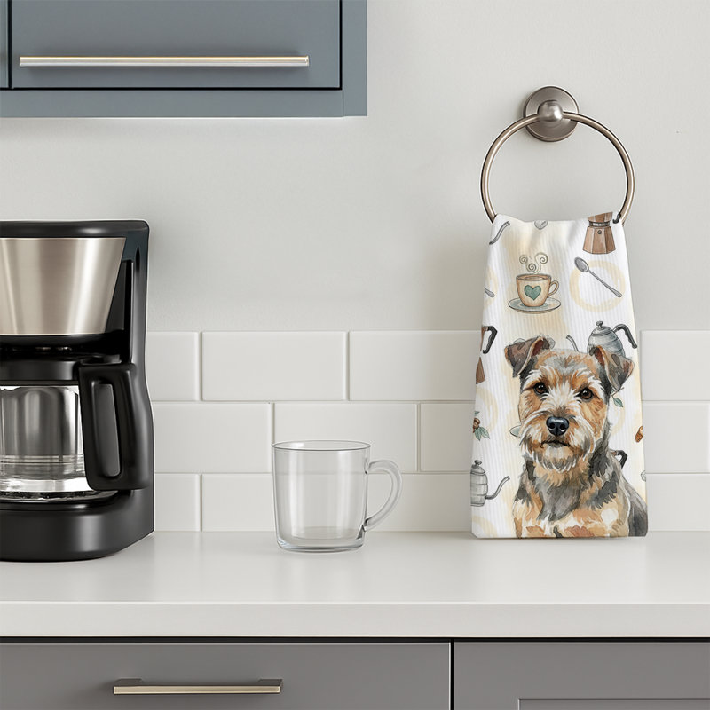 Serviette de cuisine Coffee Bar, Norfolk terrier gris et brun