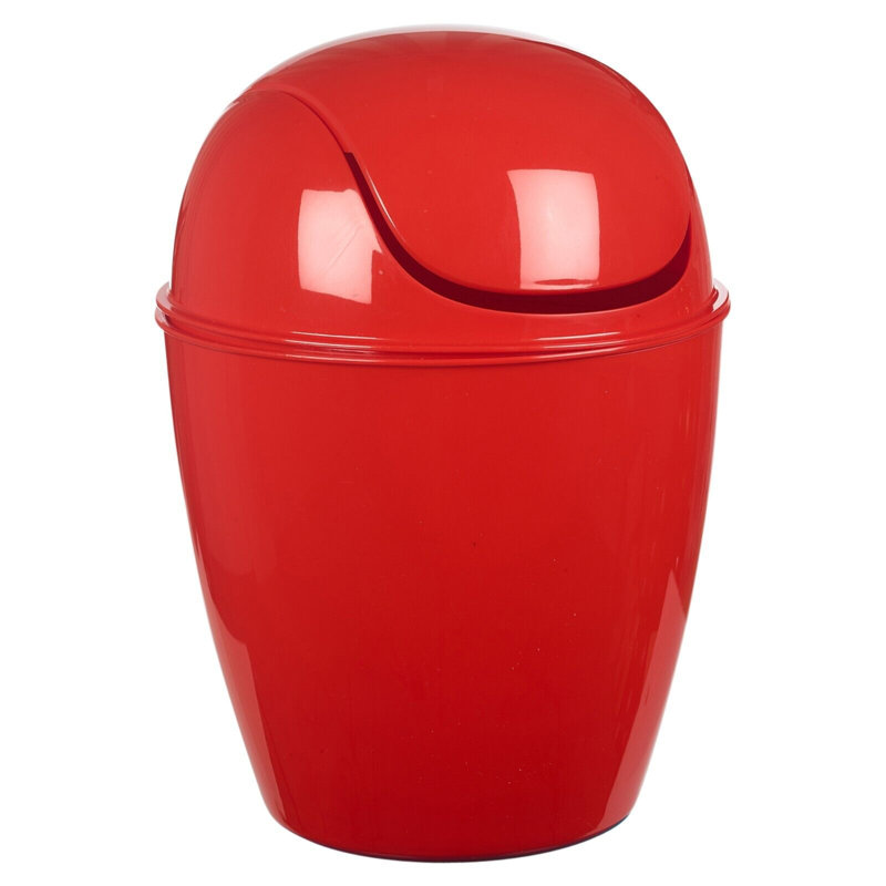 Octayvia Plastic Swing Top Kitchen Trash Can - 1.32L, Red, 1.32L