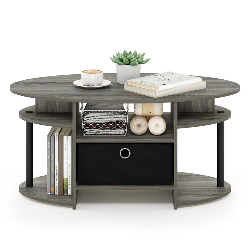 Allenville Pedestal Coffee Table with Storage, French Oak