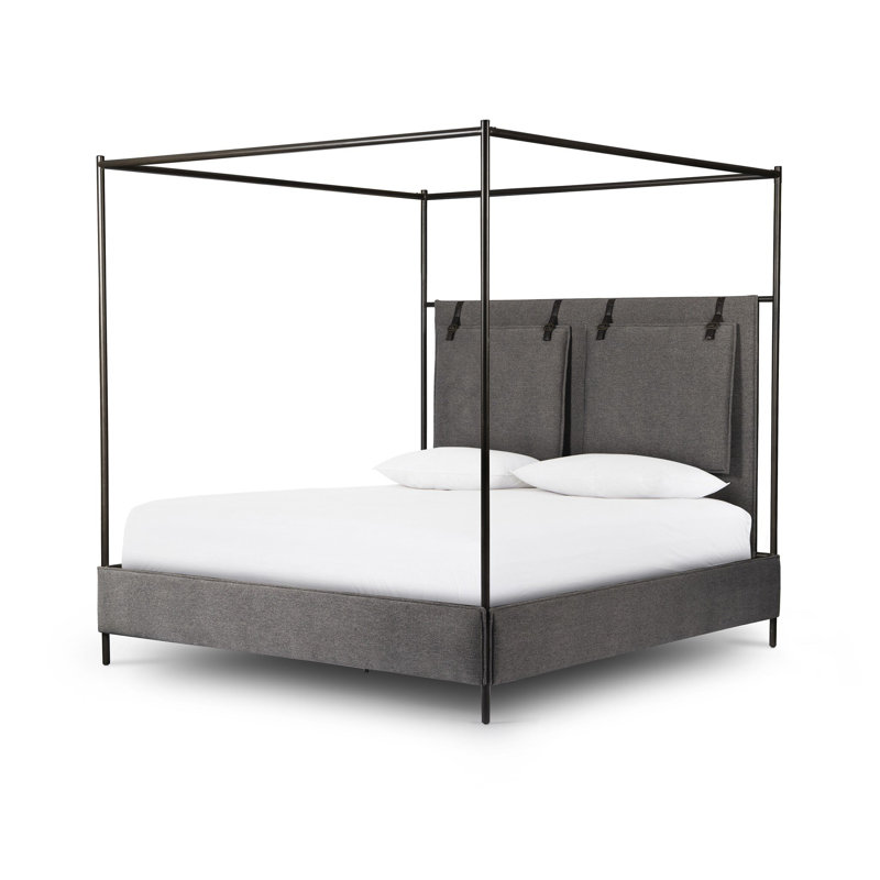 Leigh Canopy Bed-Palm Ecru-King, King, Gray