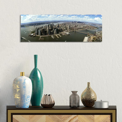 Aerial View Of Buildings In A City, New York City, New York State, USA - Wrapped Canvas Panoramic Print