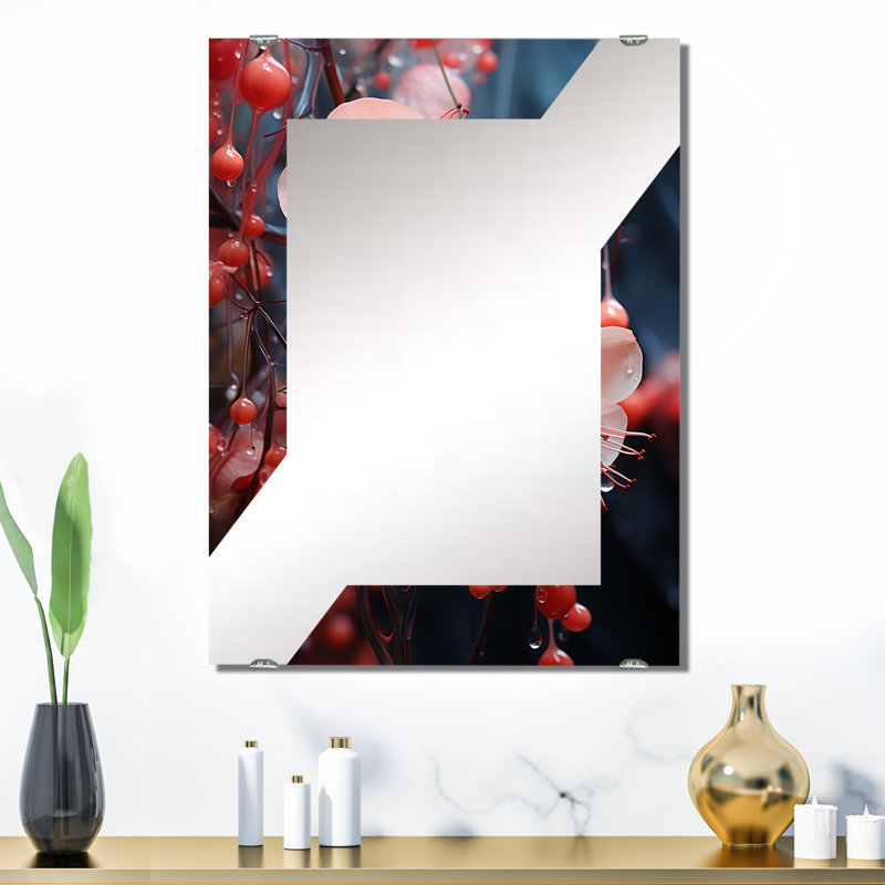 Cristal fuchsia fleurs I - miroirs muraux décoratifs fuchsia MIR134158, 32 po x 24 po