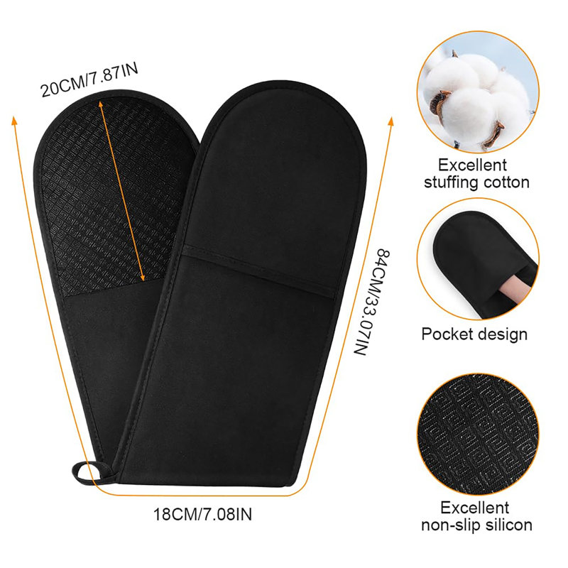 Double Oven Mitts, Black