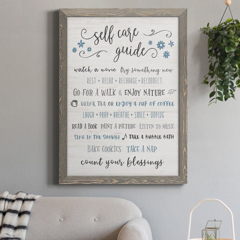 " Guide To Self Care ", Grey, 20" H x 17" W x 1" D