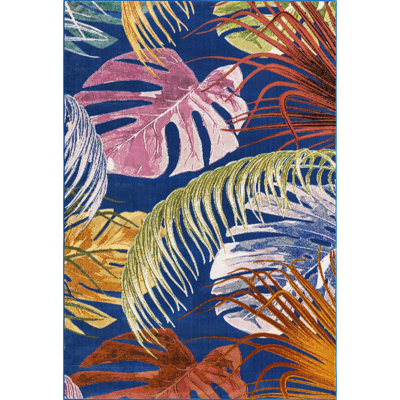 Tapis bleu marine / rose / jaune Lavern