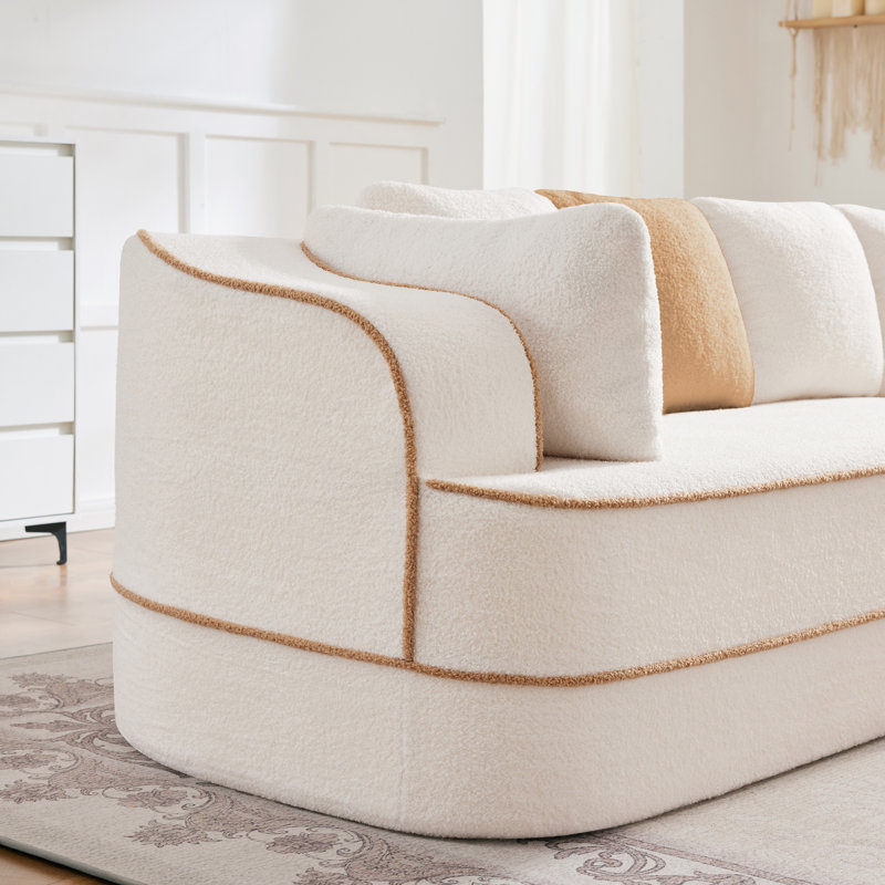 Canapé modulaire 135 po 4 places, non assemblé, en tissu Teddy, Beige