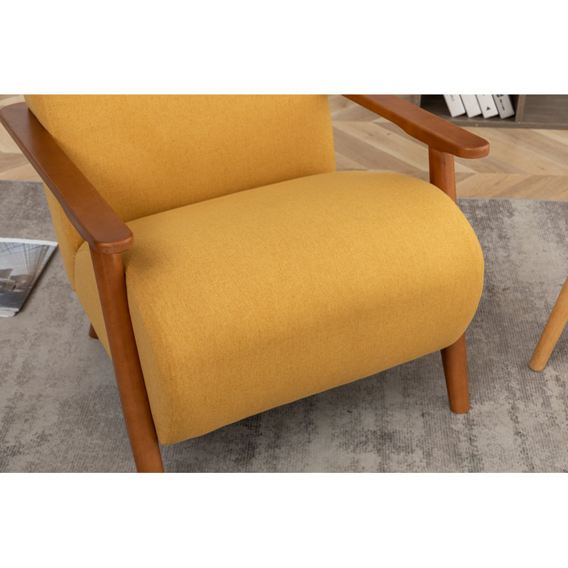 Upholstered Armchair, Yellow Linen