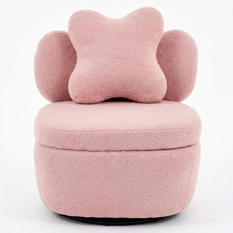 Upholstered Swivel Lounge Chair, Pink