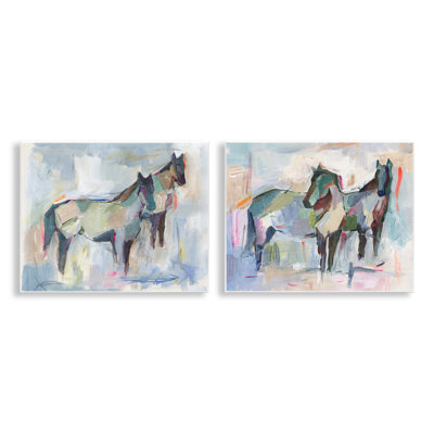  Ambiguous Horse Visages Wall Plaque Art Set by Ethan Harper