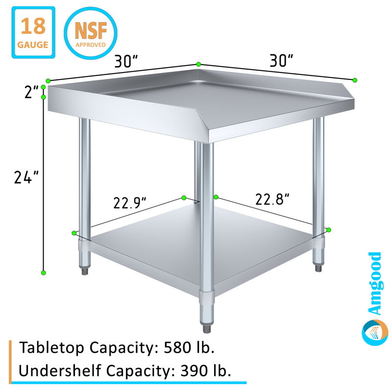 30" Heavy Duty Stainless Steel Equipment Stand with Undershelf