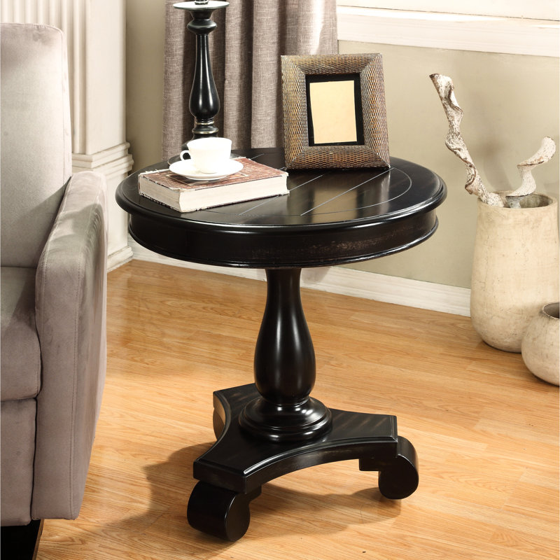 Table d'appoint ronde noire 26 po, base piédestal, table d'appoint 26,5 po noire, Noir