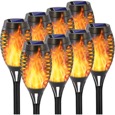 Paquet de 8 torches solaires avec flamme vacillante, 12 lumières solaires DEL d'extérieur